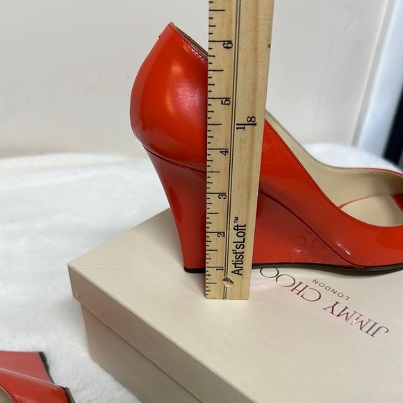 Jimmy Choo Red Heels Elegant Peep Toe - Picture 10 of 16